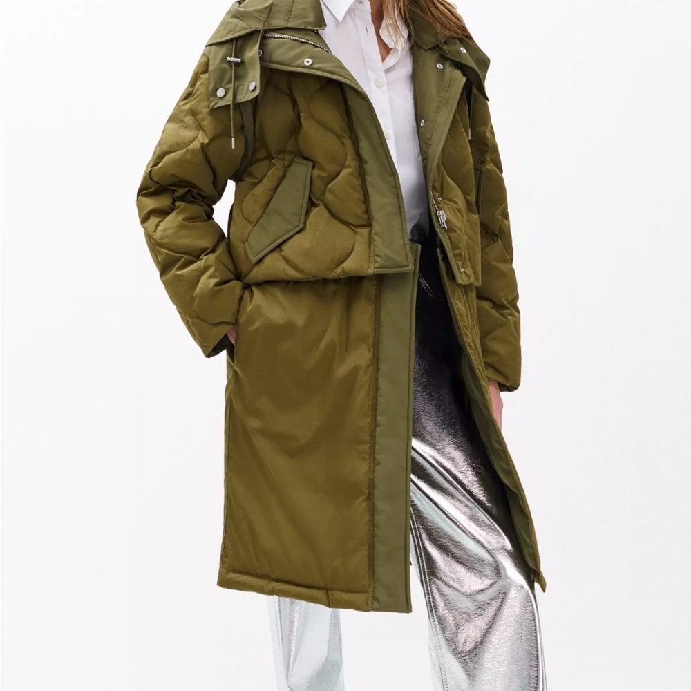 Rag & Bone NWT olive puffer convertible coat XL - Picture 2 of 3